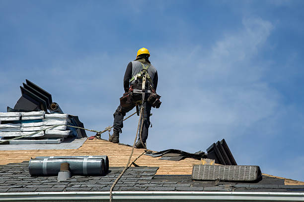 Professional Roof Replacement technician working in South Gardiner, ME